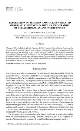 Redefinition of Zehneria and Four New Related Genera (Cucurbitaceae), with an Enumeration of the Australasian and Pacific Species