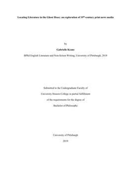 Locating Literature in the Ghost Hoax: an Exploration of 19Th-Century Print News Media