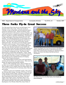 Three Forks Fly-In Gr Orks Fly-In Gr Orks Fly-In Great Success T Success