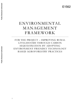 E1562 Public Disclosure Authorized ENVIRONMENTAL MANAGEMENT FRAMEWORK