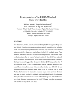 Reinterpretation of the RRISP-77 Iceland Shear Wave Profiles