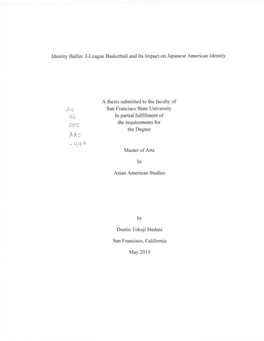 J-League Basketball and Its Impact on Japanese American Identity A