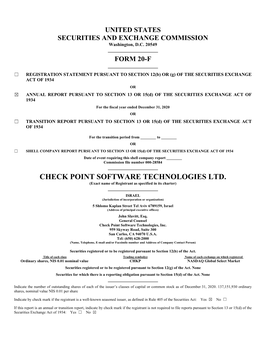 CHECK POINT SOFTWARE TECHNOLOGIES LTD. (Exact Name of Registrant As Specified in Its Charter)