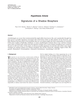 Signatures of a Shadow Biosphere