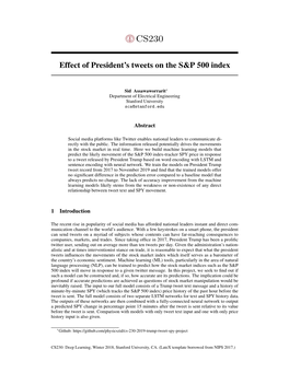 Effect of President's Tweets on the S&P 500 Index