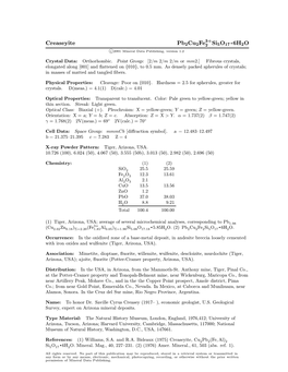 Creaseyite Pb2cu2fe2 Si5o17 ² 6H2O C 2001 Mineral Data Publishing, Version 1.2 ° Crystal Data: Orthorhombic