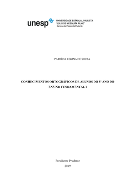 Conhecimentos Ortográficos De Alunos Do 5º Ano Do Ensino Fundamental I