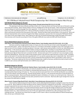 2011 FIVB Beach Volleyball Swatch World Championships Men's Elimination Bracket Match Recaps