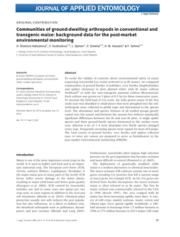 Dwelling Arthropods in Conventional and Transgenic Maize: Background Data for the Post-Market Environmental Monitoring O