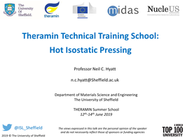 Theramin Technical Training School: Hot Isostatic Pressing