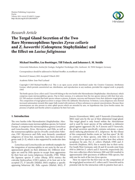 The Tergal Gland Secretion of the Two Rare Myrmecophilous Species Zyras Collaris and Z
