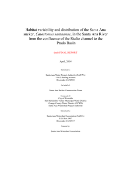 Habitat Variability and Distribution of the Santa Ana Sucker, Catostomus