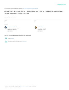 Guarding Shariah from Liberalism: a Critical Overview on Liberal Islam Network in Indonesia