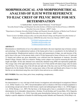 Morphological and Morphometrical Analysis of Ilium with Reference to Iliac Crest of Pelvic Bone for Sex Determination S