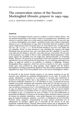 The Conservation Status of the Socorro Mockingbird Mimodes Graysoni in 1993–1994