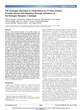 The Androgen Derivative 5A-Androstane-3B,17B-Diol Inhibits Prostate Cancer Cell Migration Through Activation of the Estrogen Receptor B Subtype