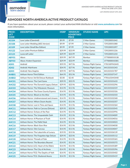 Asmodee North America Active Product Catalog Effective June 15Th, 2018