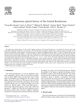 Quaternary Glacial History of the Central Karakoram