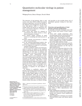 Quantitative Molecular Virology in Patient Management