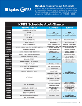 KPBS October TV Listings