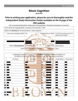 Music Cognition Spring 2014
