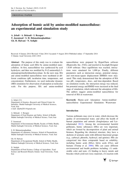 Adsorption of Humic Acid by Amine-Modified Nanocellulose: An