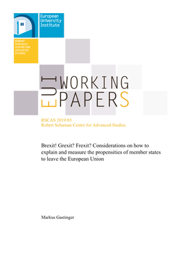RSCAS 2019/85 Brexit! Grexit? Frexit?