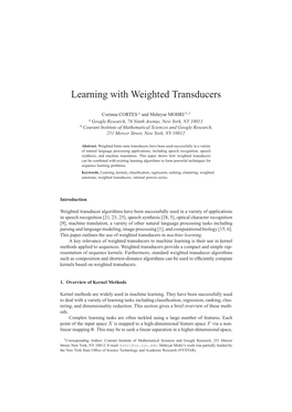 Learning with Weighted Transducers