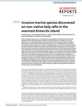 Invasive Marine Species Discovered on Non–Native Kelp Rafts in the Warmest Antarctic Island Conxita Avila 1*, Carlos Angulo-Preckler 1, Rafael P