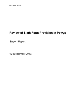 Review of Sixth Form Provision in Powys