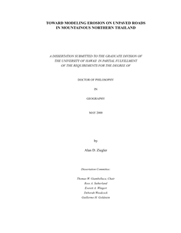 Toward Modeling Erosion on Unpaved Roads in Mountainous Northern Thailand