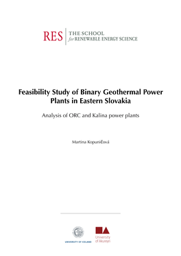 Feasibility Study of Binary Geothermal Power Plants in Eastern Slovakia