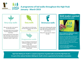 A Programme of Led Walks Throughout the High Peak January - March 2019