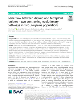 Gene Flow Between Diploid and Tetraploid Junipers