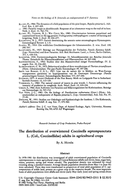 (Col., Coccinellidae) Adults in Agricultural Crops