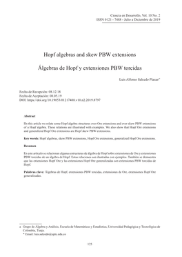 Hopf Algebras and Skew PBW Extensions Álgebras De Hopf Y