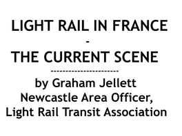 Light Rail in France the Current Scene