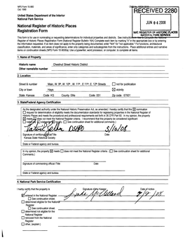 RECEIVED 2280 United States Department of the Interior National Park Service JUN 0 4 2008 National Register of Historic Places Registration Form NAT