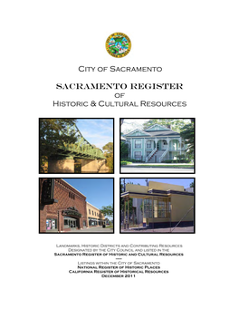 City of Sacramento SACRAMENTO REGISTER of Historic & Cultural