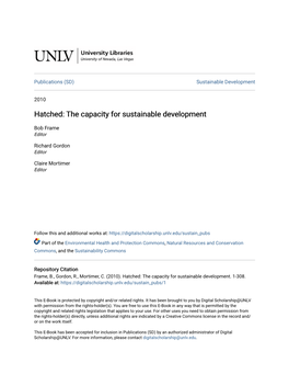 Hatched: the Capacity for Sustainable Development