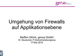 Umgehung Von Firewalls Auf Applikationsebene