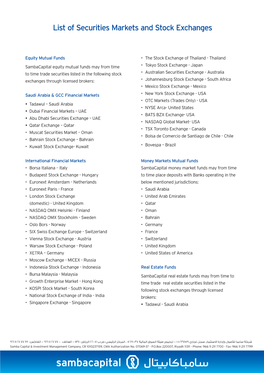 List of Securities Markets and Stock Exchanges ء2 Copy