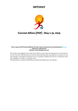 Current Affairs [PDF] - May-1-31, 2019