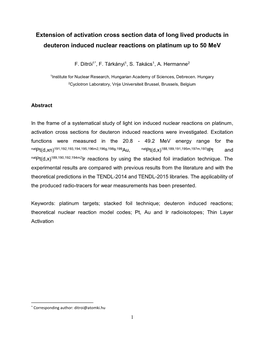 Extension of Activation Cross Section Data of Long Lived Products in Deuteron Induced Nuclear Reactions on Platinum up to 50 Mev