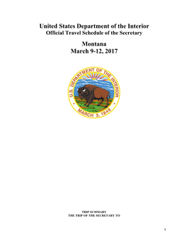 United States Department of the Interior Montana March 9-12, 2017