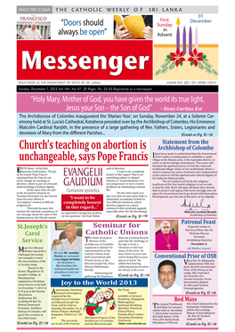 Messenger December 1, 2013 from the Dioceses Remembering Rev