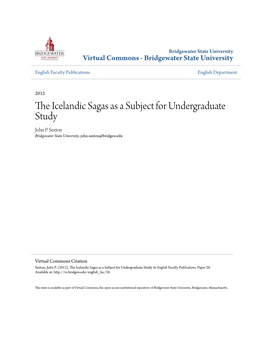 The Icelandic Sagas As a Subject for Undergraduate Study