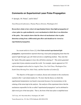 Titled Gain-Assisted Superluminal Light Propagation Reports to Have