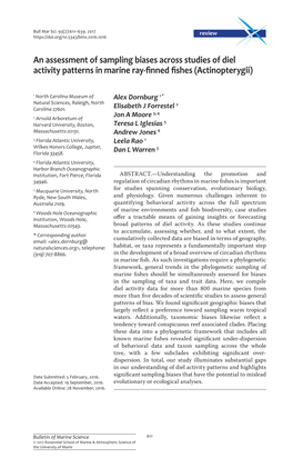 An Assessment of Sampling Biases Across Studies of Diel Activity Patterns in Marine Ray-Finned Fishes (Actinopterygii)