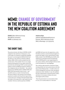 Change of Government in the Republic of Estonia and the New Coalition Agreement